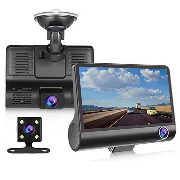 Solobesafe Three Cameras 4inch 3 Lens Car DVR 1080P Auto Camera Triple Lens Car - Picture 1 of 8